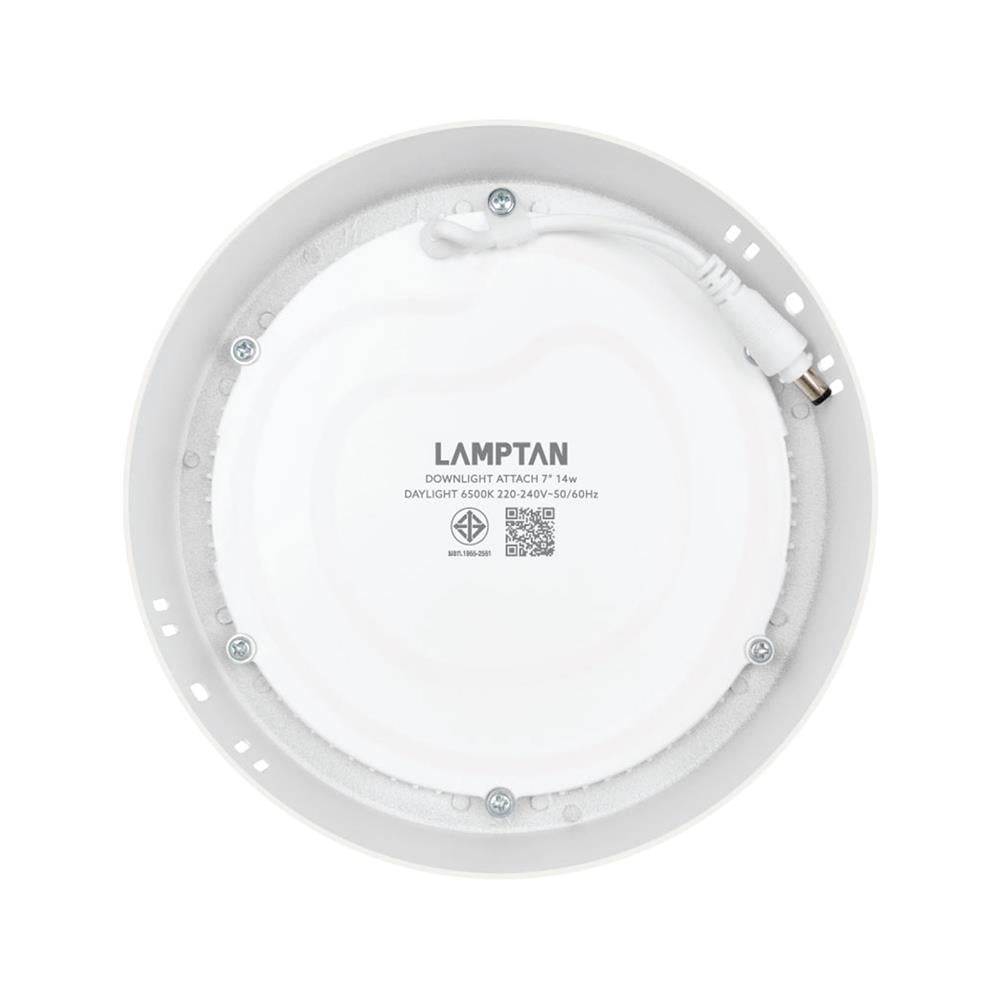 ดาวน์ไลท์ LED LAMPTAN ATTACH 14 วัตต์ DAYLIGHT 7 นิ้ว สีขาว กลม