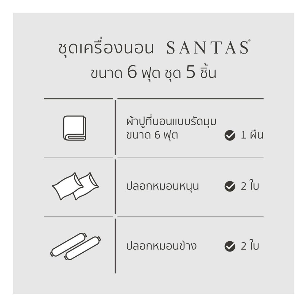 ชุดผ้าปูที่นอน 6 ฟุต 5 ชิ้น SANTAS GLLEAM BI