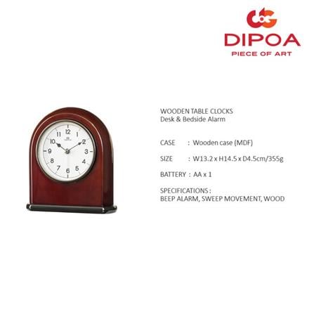 นาฬิกาปลุกไม้ DIPOA SA103DB 5X6 นิ้ว สีน้ำตาล_2
