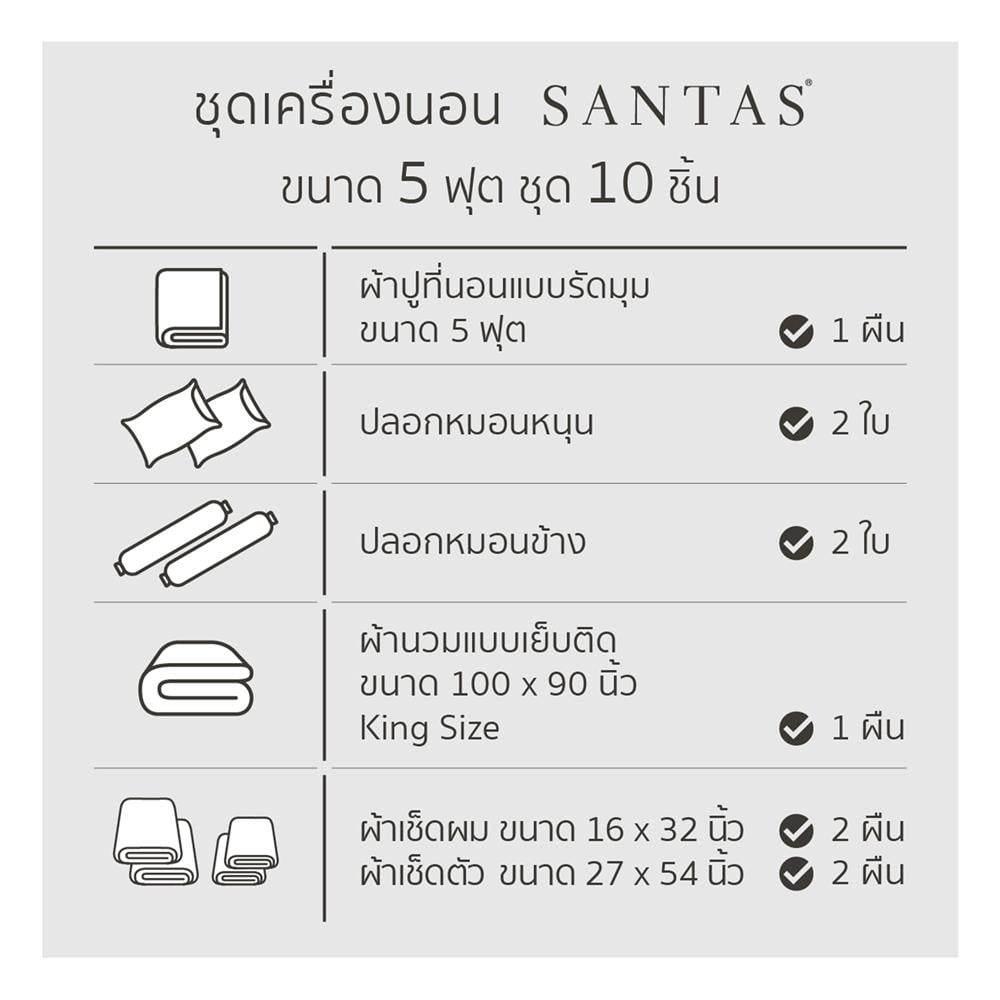 ชุดผ้าปูที่นอน 5 ฟุต 10 ชิ้น SANTAS BRIDGE ART GN