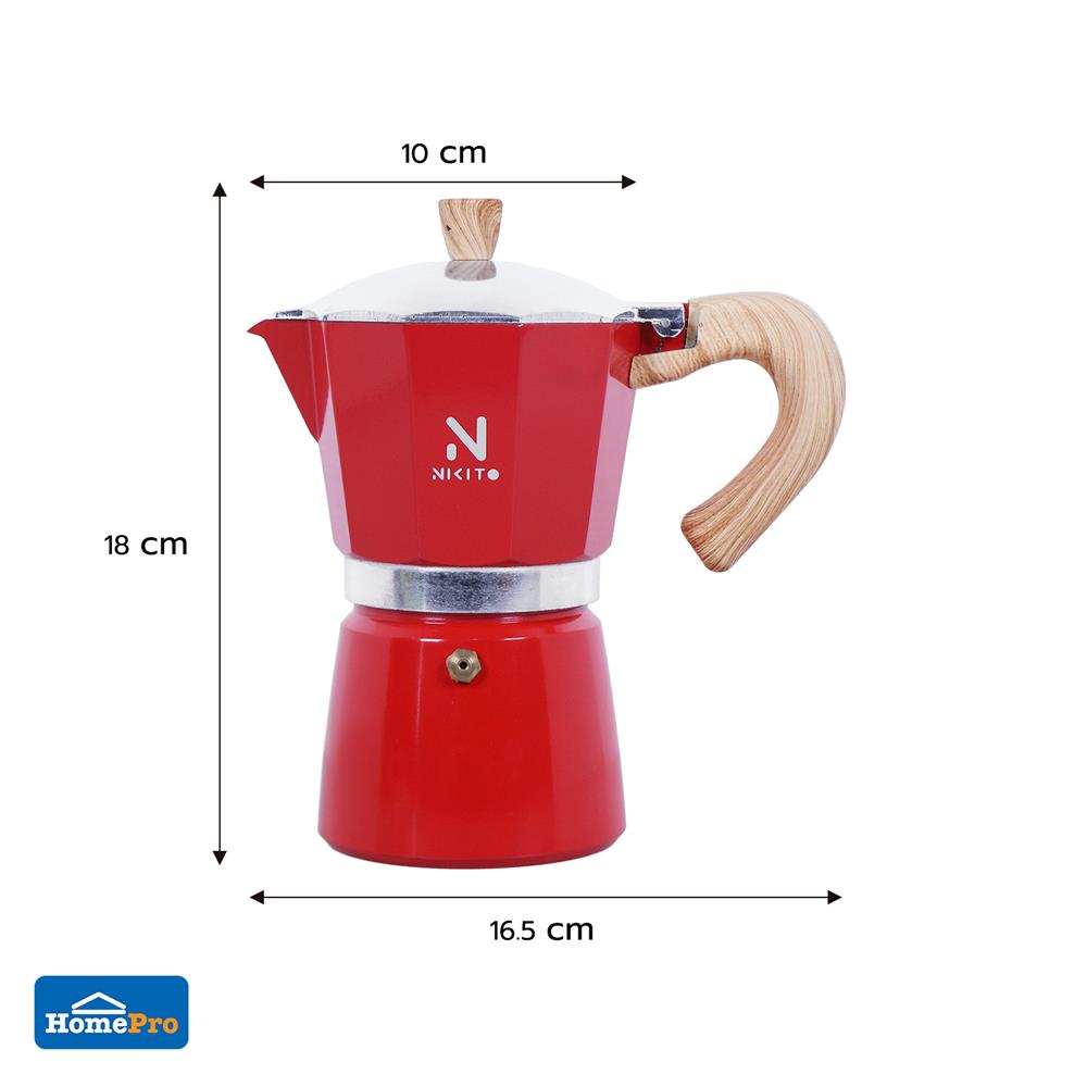 หม้อต้มกาแฟ NIKITO 6 CUPS สีแดง