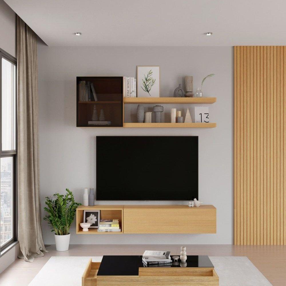 ชุดตู้วางทีวี SB BUILT IN WISEST 59060898 150 ซม. สี MONACO OAK