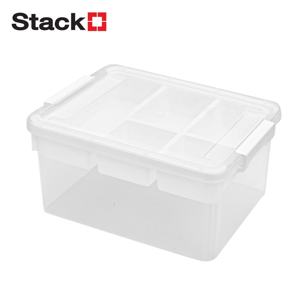 กล่องเก็บของพร้อมถาดแบ่ง STACKO SIZE S 40.5X29.5X18.5 ซม. สีใส_1
