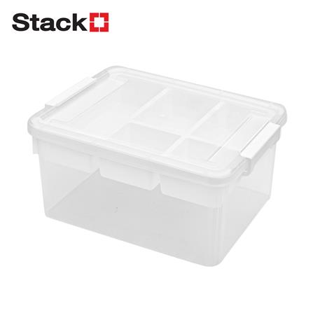 กล่องเก็บของพร้อมถาดแบ่ง STACKO SIZE S 40.5X29.5X18.5 ซม. สีใส_0