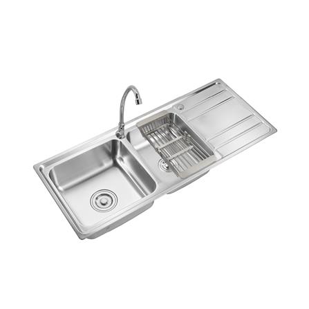 ซิงค์ฝัง 2 หลุม 1 ที่พัก LUCKY FLAME BIS-1258(SP) สีเงิน_1