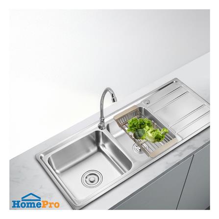 ซิงค์ฝัง 2 หลุม 1 ที่พัก LUCKY FLAME BIS-1258(SP) สีเงิน_2