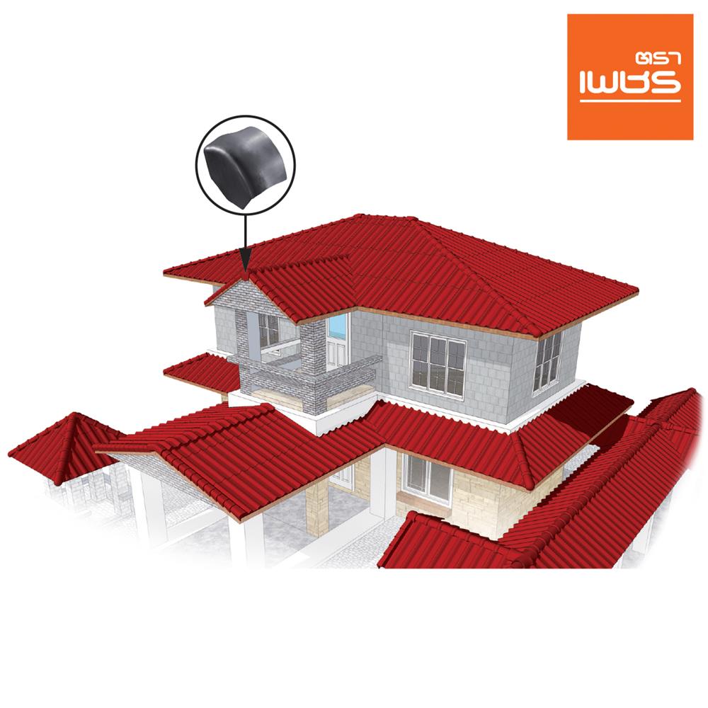 ครอบปิดจั่วสันโค้ง ลอนคู่ ตราเพชร 27x29 ซม. สีไอรอนเกรย์