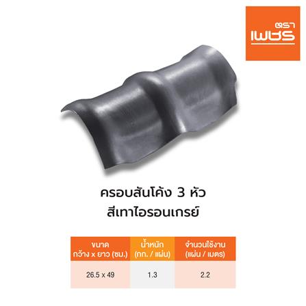 ครอบสันโค้ง 3 หัว ลอนคู่ ตราเพชร 26.5x49 ซม. สีไอรอนเกรย์_3