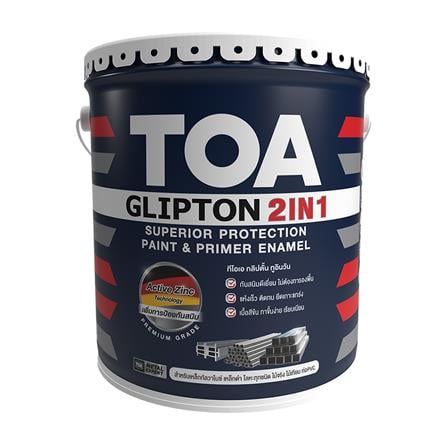 สีน้ำมันเคลือบกันสนิม ชนิดเงา TOA GLIPTION 2 IN 1 GG800 สีดำ 5 แกลลอน_0