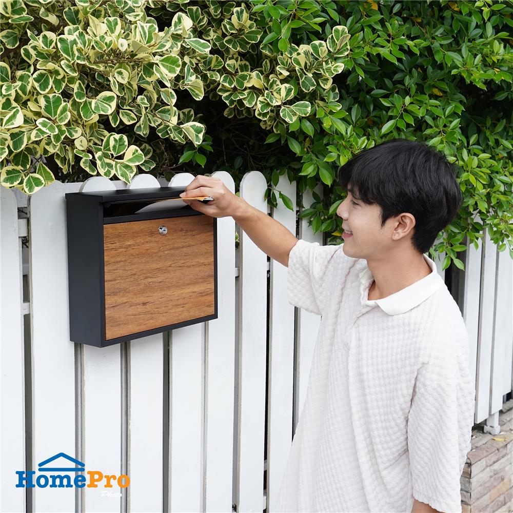 ตู้จดหมาย D MAIL BOX AMIN สีดำ/ลายไม้