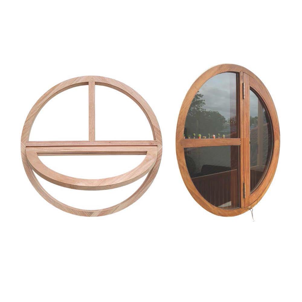 วงกบหน้าต่างโค้ง ไม้เนื้อแข็ง N999 MM03-O 80x80 ซม. สีธรรมชาติ