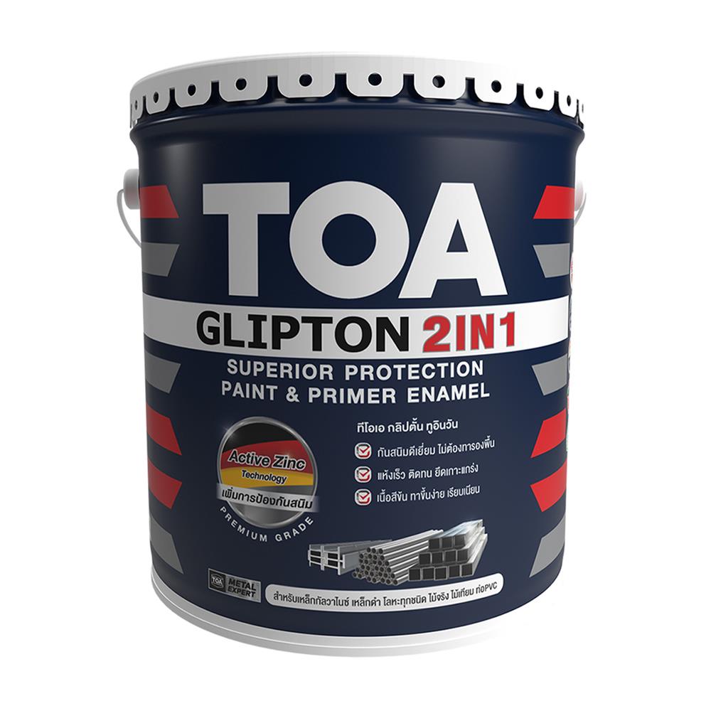 สีน้ำมันเคลือบกันสนิม ชนิดด้าน TOA GLIPTION 2 IN 1 GF888 สีดำ 5 แกลลอน