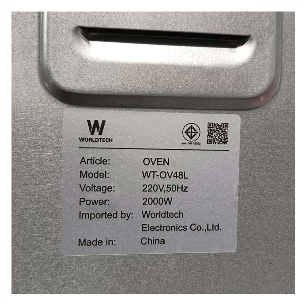 เตาอบเล็กแมนนวล WORLDTECH WT-OV48L สีดำ