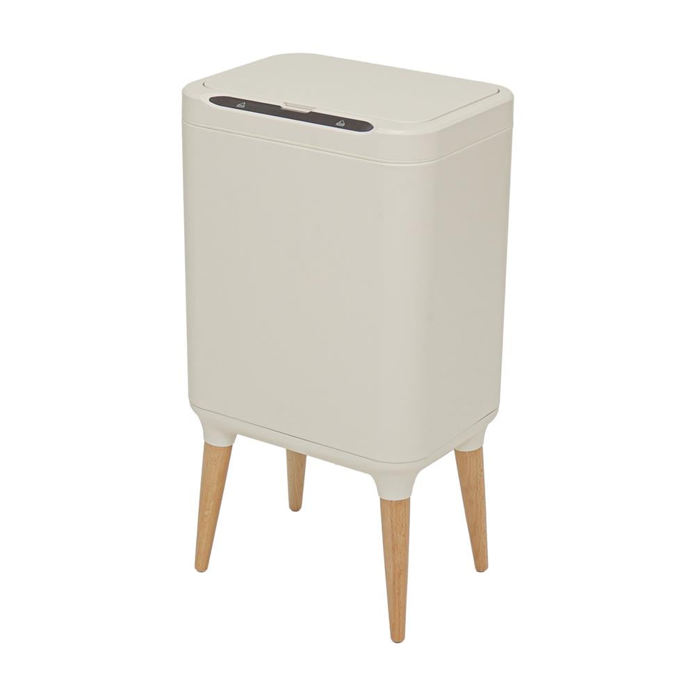 ถังขยะอัจฉริยะพร้อมขาไม้ ACCO 9 ลิตร สีครีม_0