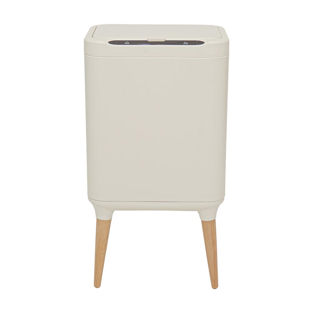 ถังขยะอัจฉริยะพร้อมขาไม้ ACCO 9 ลิตร สีครีม