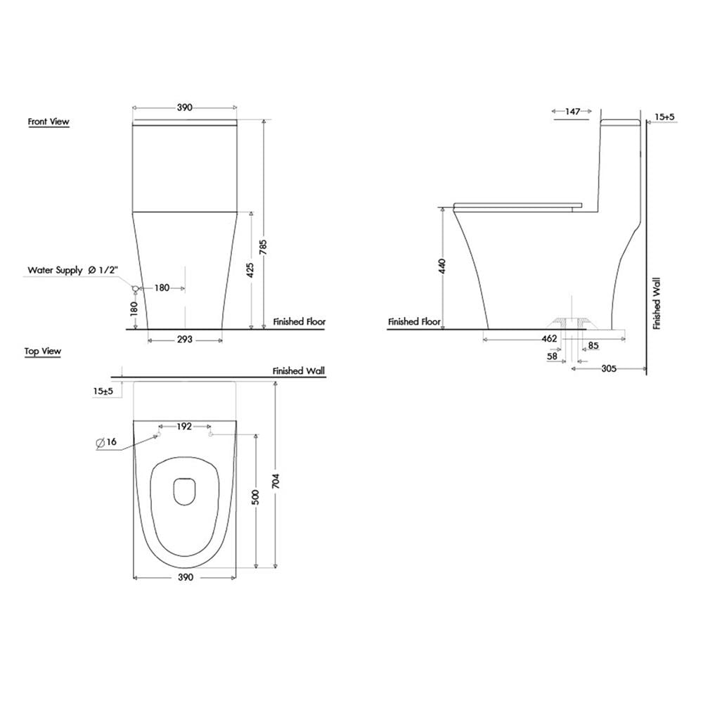 สุขภัณฑ์ 1 ชิ้น NASCO NC-8630S-WA 3/6 ลิตร สีขาว