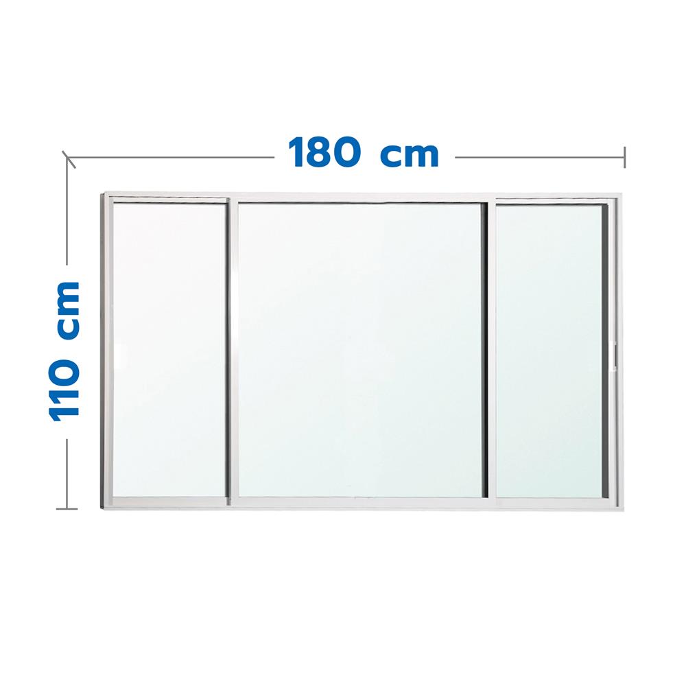 หน้าต่างบานเลื่อน อะลูมิเนียม S-F-S MHOLARN 180x110 ซม. สีขาว