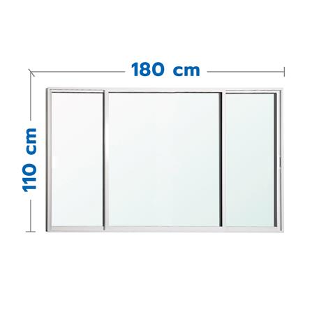 หน้าต่างบานเลื่อน อะลูมิเนียม S-F-S MHOLARN 180x110 ซม. สีขาว_0