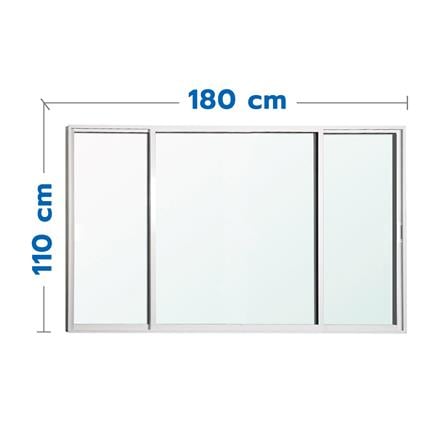 หน้าต่างบานเลื่อน อะลูมิเนียม S-F-S MHOLARN 180X110 ซม. สีขาว_0