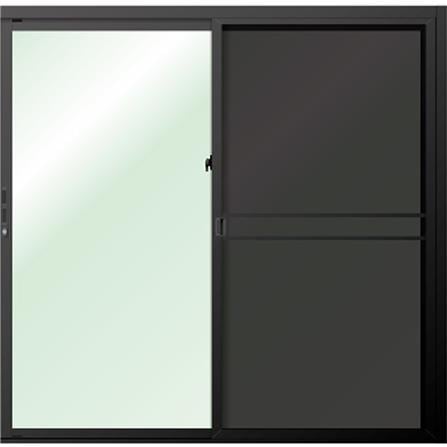 ประตูบานเลื่อน อะลูมิเนียม S-S มุ้ง LYNN OK 200X205 ซม. สีดำ_1