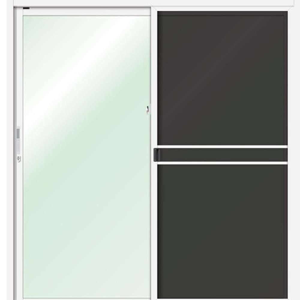 ประตูบานเลื่อน อะลูมิเนียม S-S มุ้ง LYNN OK 200x205 ซม. สีขาว
