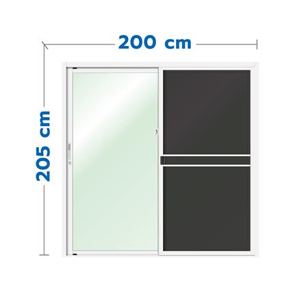 ประตูบานเลื่อน อะลูมิเนียม S-S มุ้ง LYNN OK 200x205 ซม. สีขาว_0