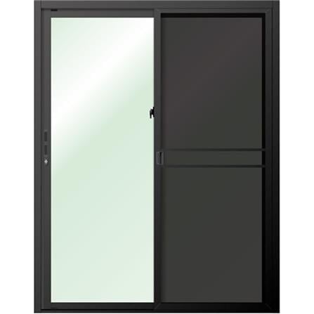 ประตูบานเลื่อน อะลูมิเนียม S-S มุ้ง LYNN OK 160X205 ซม. สีดำ_1