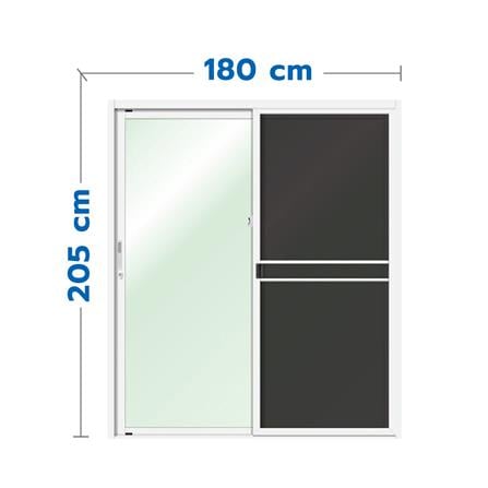 ประตูบานเลื่อน อะลูมิเนียม S-S มุ้ง LYNN OK 180X205 ซม. สีขาว_0