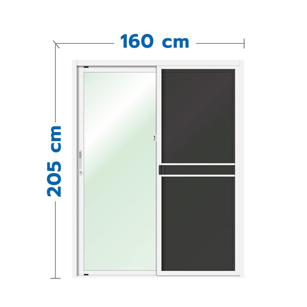 ประตูบานเลื่อน อะลูมิเนียม S-S มุ้ง LYNN OK 160X205 ซม. สีขาว