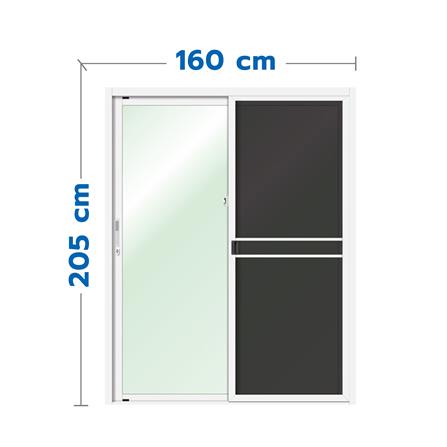 ประตูบานเลื่อน อะลูมิเนียม S-S มุ้ง LYNN OK 160X205 ซม. สีขาว_0