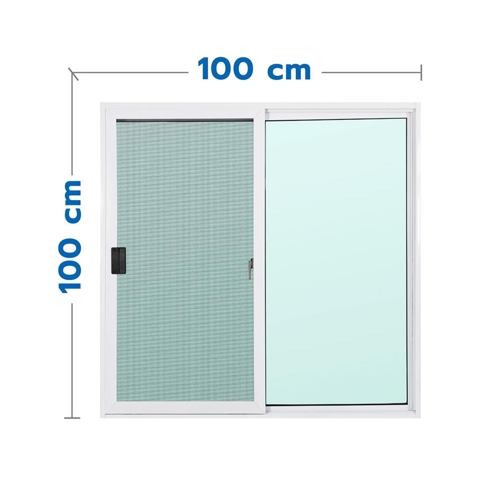 หน้าต่างบานเลื่อน อะลูมิเนียม S-S มุ้ง AZLE 100x100 ซม. สีขาว