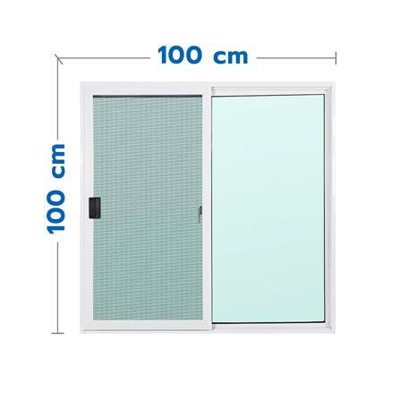 หน้าต่างบานเลื่อน อะลูมิเนียม S-S มุ้ง AZLE 100x100 ซม. สีขาว_0