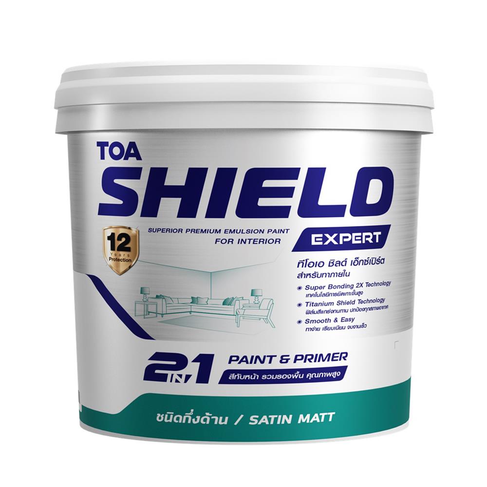 สีน้ำทาภายใน ชนิดกึ่งด้าน TOA SHIELD EXPERT SUPERIOR PREMIUM 2 IN 1 BASE A สีขาว 9 ลิตร