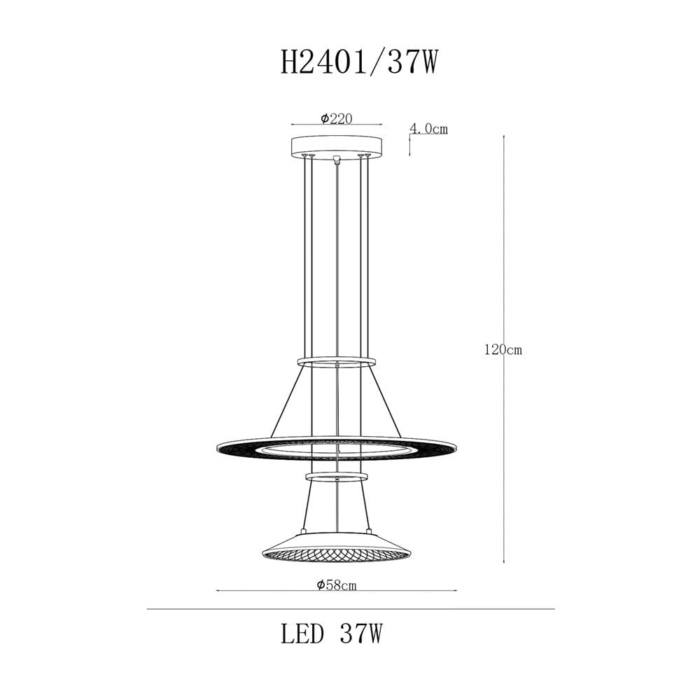 ไฟช่อ LED CARINI H2401/37W 37 วัตต์ สีทอง/ใส 2 หัว