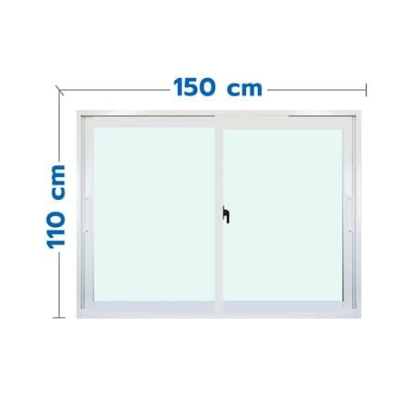 หน้าต่างบานเลื่อน อะลูมิเนียม S-S MHOLARN 150X110 ซม. สีขาว_0