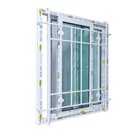 หน้าต่างบานเลื่อน UPVC มุ้ง เหล็กดัด HOFFEN F6 100x110 ซม. สีขาว_1