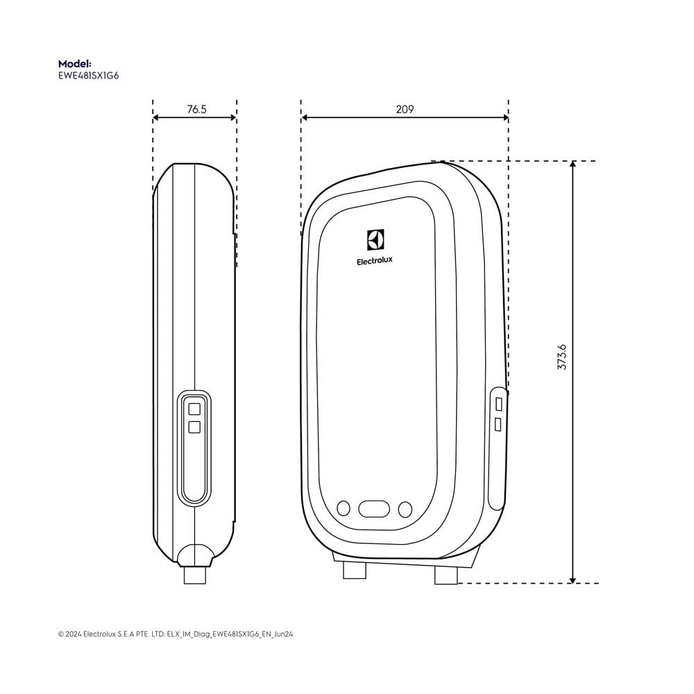 เครื่องทำน้ำอุ่น ELECTROLUX EWE481SX1-G6 4800 วัตต์ สีเทา