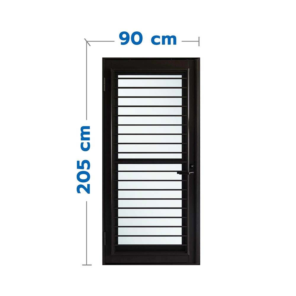 ชุดประตูบานสวิงเดี่ยว อะลูมิเนียม SANKYOALUMI J-TRUST VENTILATION 90x205 ซม. สีดำ