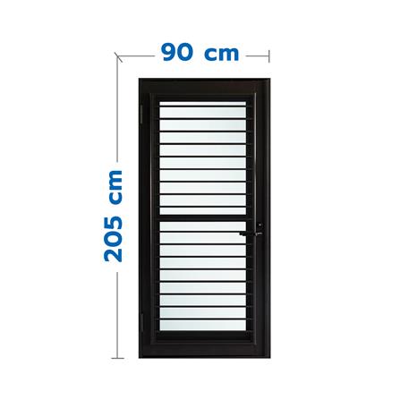 ชุดประตูบานเปิด ระบายอากาศ อะลูมิเนียม SANKYOALUMI J-TRUST VENTILATION 90x205 ซม. สีดำ พร้อมชุดวงกบ-บานพับ-ลูกบิด-โช้ค