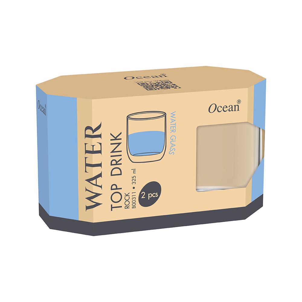 แก้วน้ำ 325 มล. OCEAN GLASS TOP DRINK ROCK แพ็ก 2 ใบ