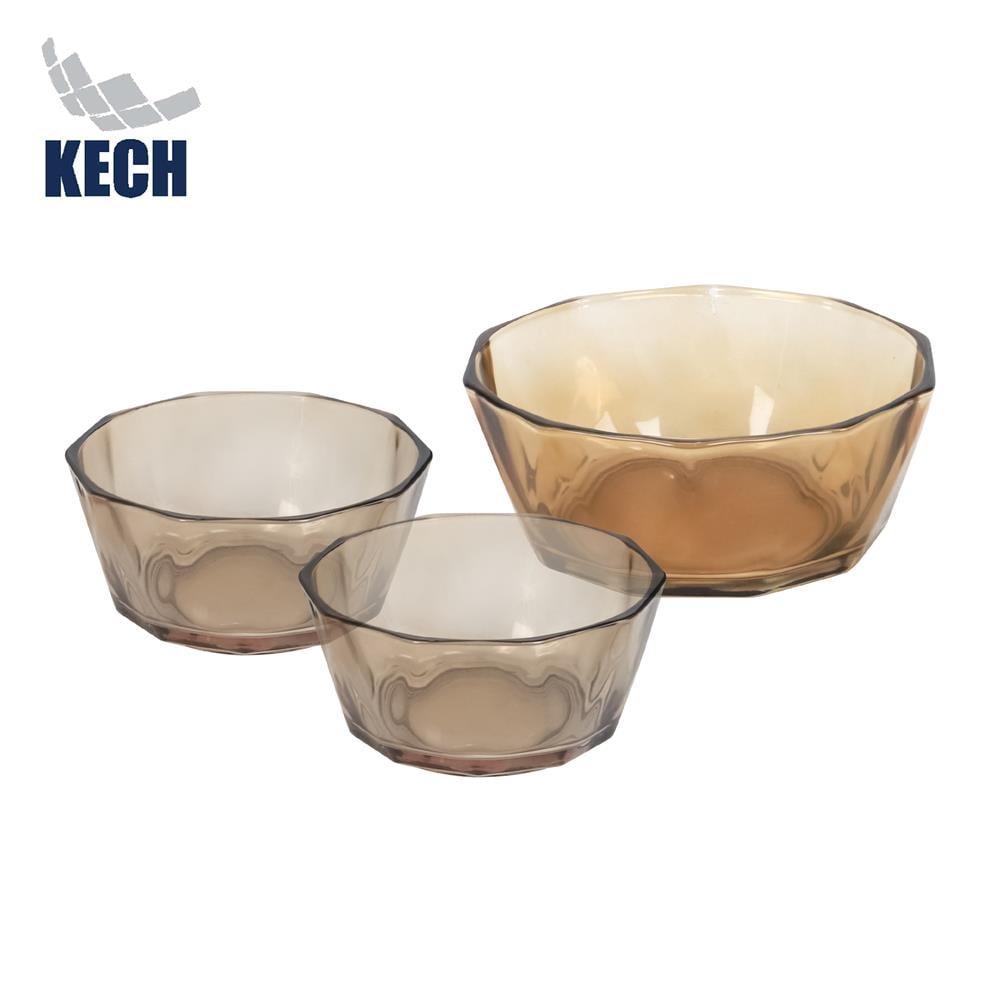 ชุดชามแก้ว KECH CRYSTAL สีชา (ชุด 3 ชิ้น)