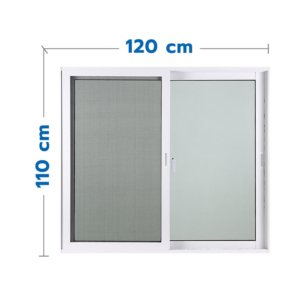หน้าต่างบานเลื่อน อะลูมิเนียม S-S มุ้ง AZLE PLUS 120x110 ซม. สีขาว