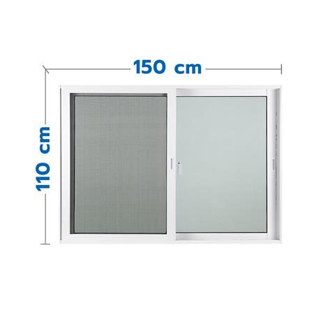 หน้าต่างบานเลื่อน อะลูมิเนียม S-S มุ้ง AZLE PLUS 150x110 ซม. สีขาว_0