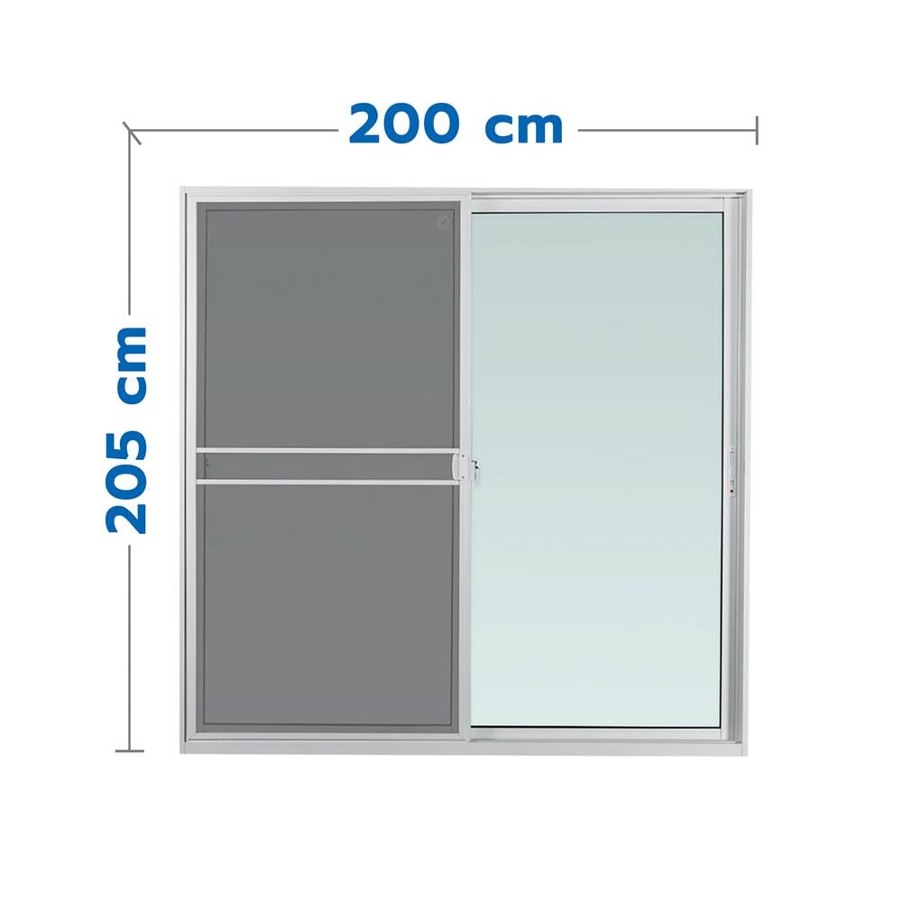 ประตูบานเลื่อน อะลูมิเนียม S-S มุ้ง AZLE PLUS 200x205 ซม. สีขาว