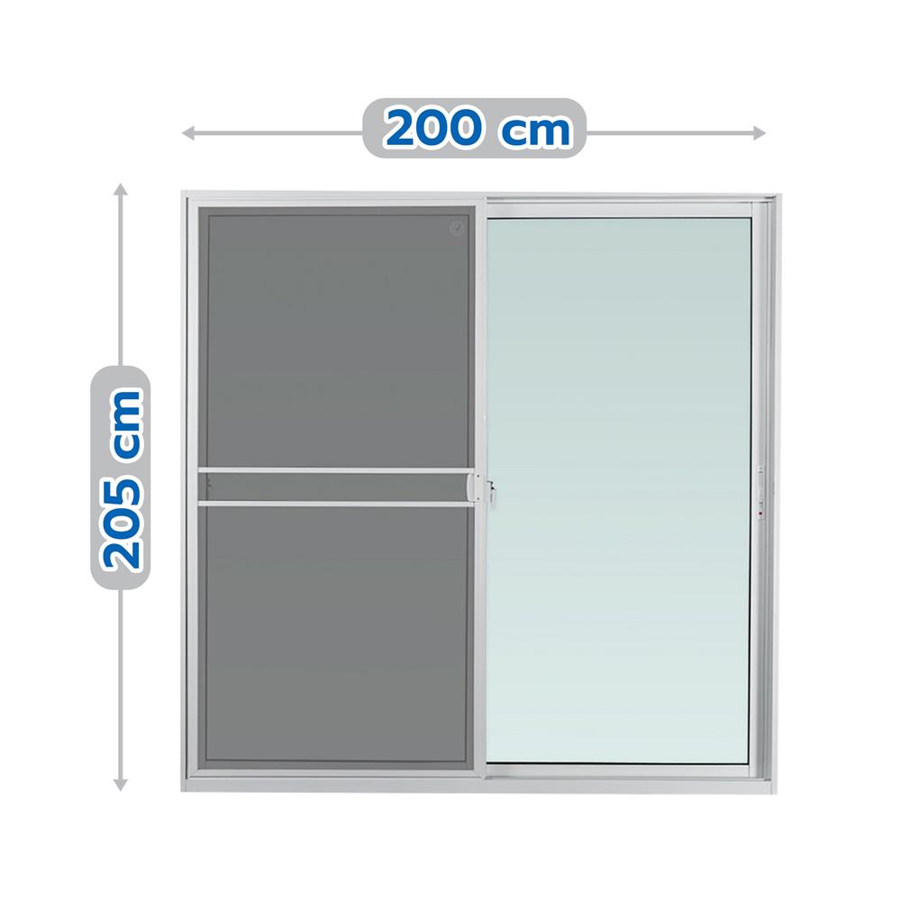 ประตูบานเลื่อน อะลูมิเนียม S-S มุ้ง AZLE PLUS 200X205 ซม. สีขาว