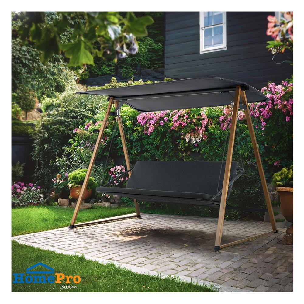 เก้าอี้โยก 3 ที่นั่ง BENETTA SERENITY สีไม้ธรรมชาติ/ดำ