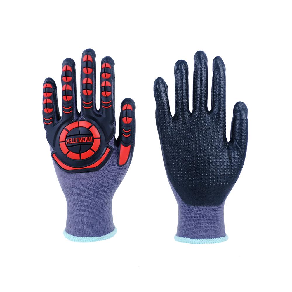 ถุงมือถักเคลือบไมโครโฟมไนไตร MICROTEX HI-GRIP FREE SIZE สีดำ/เทา (แพ็ก 1 คู่)