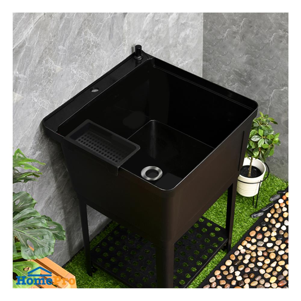 ซิงค์ขาตั้งพลาสติก 1 หลุม INFO BB6161 สีดำ