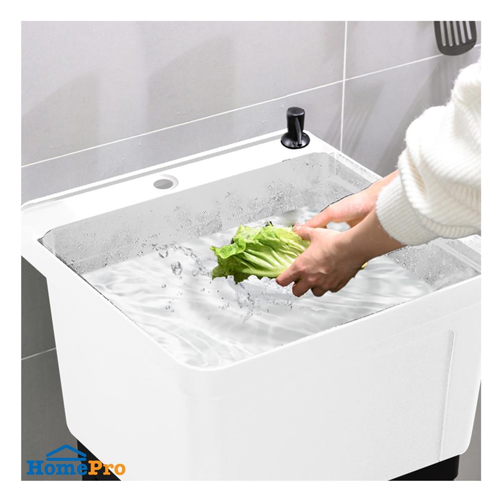 ซิงค์ขาตั้งพลาสติก 1 หลุม INFO BB5048 สีขาว