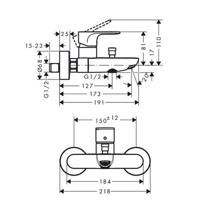 ก๊อกผสมอ่างอาบ HANSGROHE HG72440007_1
